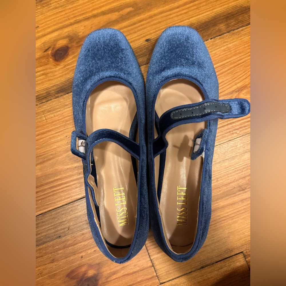 Blue Velvet Mary Jane Shoes